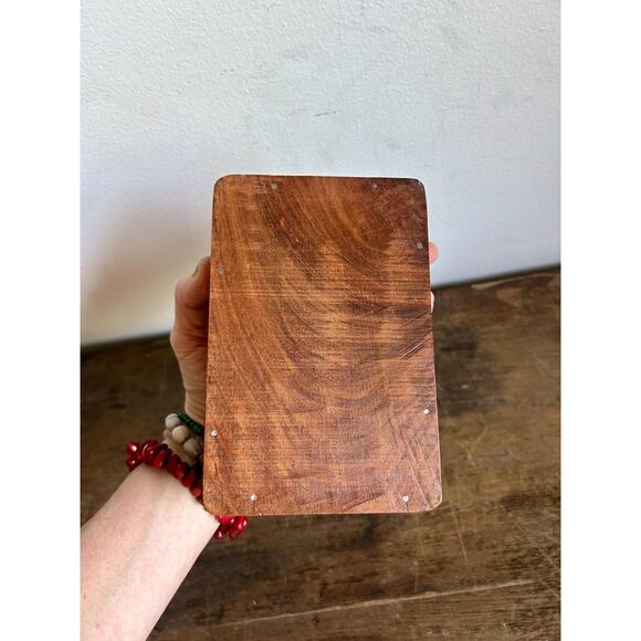 Vintage Carved Mango Wood Decorative Box with Inlay | Rustic Accent Decor - Picture 7 of 7